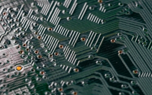 Close up image of a circuit board.