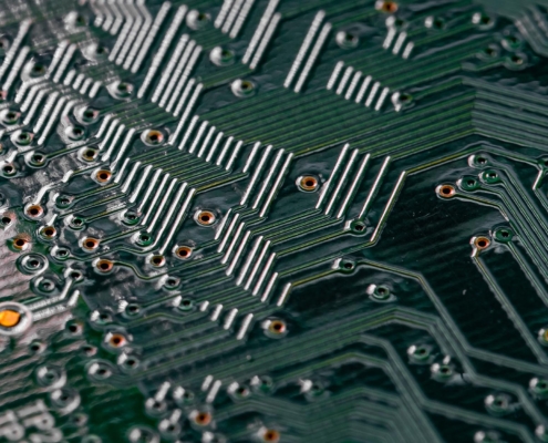 Close up image of a circuit board.